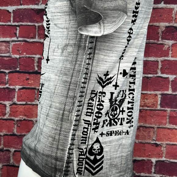 Affliction Men's Short Sleeve Graphic T-shirt -Gray/Black -Various Sizes- NWT - Picture 8 of 13